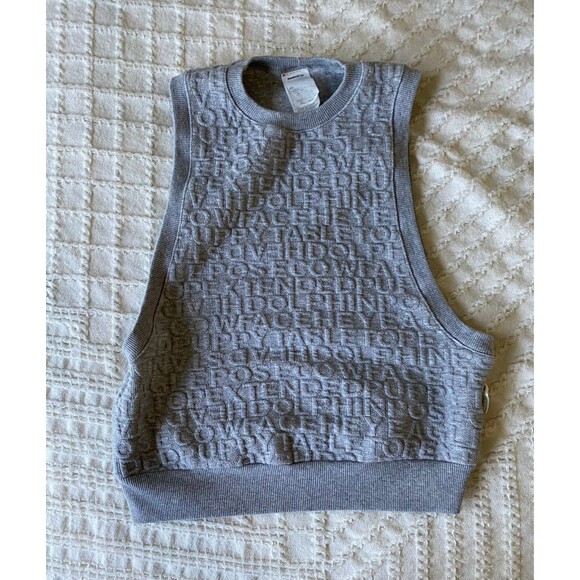 Tank top Reebok letters Womens XS gray thick - Picture 1 of 6